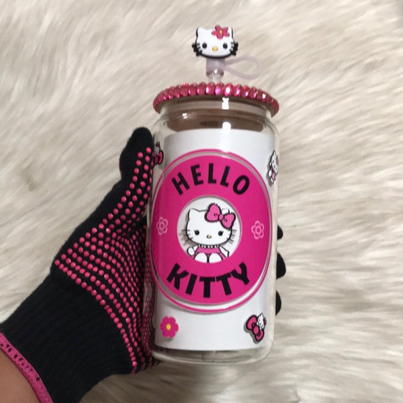 Hello kittie Glass can 16oz - Picture 1 of 7